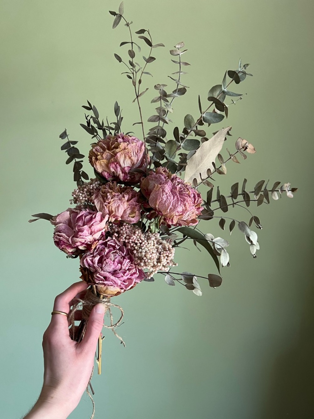 Pink Peony Bouquet, Hand Crafted Dried Flower Bouquet, Cottagecore Decor